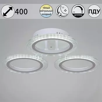 Потолочная люстра (+ночной режим) светодиодная на штанге с пультом Reluce 09812-3.3-03A WH кольцо