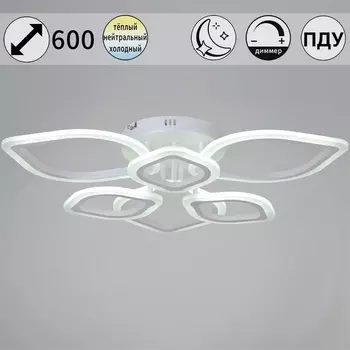 Потолочная люстра (+ночной режим) светодиодная на штанге с пультом регулировкой яркости и цветовой температуры Reluce 02303-0.3-3+3 WH