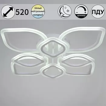 Потолочная люстра (+ночной режим) светодиодная на штанге с пультом регулировкой яркости и цветовой температуры Reluce 02303-0.3-4+4 WH