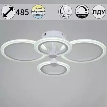 Потолочная люстра (+ночной режим) светодиодная на штанге с пультом регулировкой яркости и цветовой температуры Reluce 09502-0.3-2+2 WH