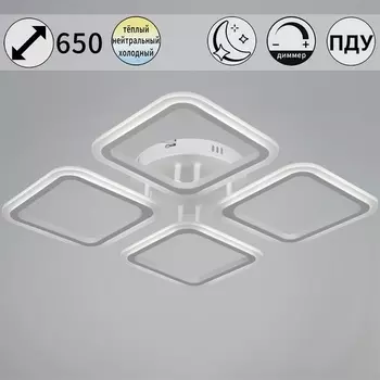 Потолочная люстра (+ночной режим) светодиодная на штанге с пультом регулировкой яркости и цветовой температуры Reluce 05105-0.3-04 WH