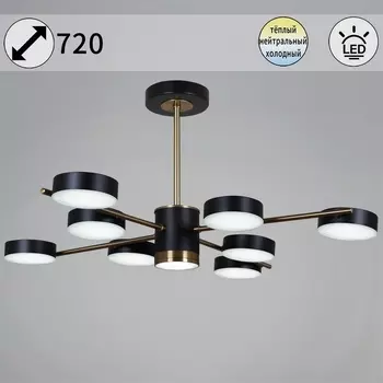 Потолочная люстра светодиодная на штанге с регулировкой цветовой температуры Reluce 06369-0.3-08 COP+BK