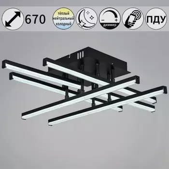 Потолочная люстра светодиодная на штанге с управлением смарфоном и пультом Reluce 01323-0.3-06 BK