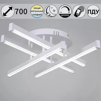 Потолочная люстра (+ночной режим) светодиодная на штанге с управлением смарфоном и пультом Reluce 01030-0.3-04 WT