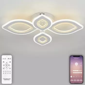 Потолочная люстра светодиодная Natali Kovaltseva Angel LED LAMPS 81197 с пультом ДУ, моб. приложением 160W, белый, LED (Умный дом)