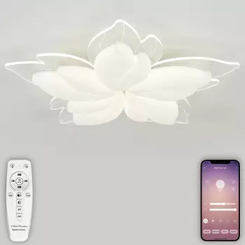 Потолочная люстра светодиодная Natali Kovaltseva Effect LED LAMPS 81118 с пультом ДУ, моб. приложением 160W, белый, LED