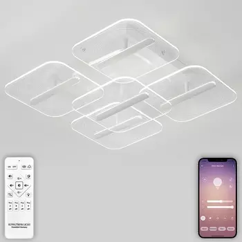 Потолочная люстра светодиодная Natali Kovaltseva Gravur LED LAMPS 81383 с пультом ДУ, моб. приложением 80W, белый, LED