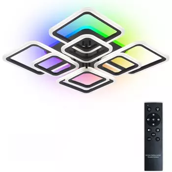 Потолочная люстра светодиодная с пультом ДУ 168W с RGB, черный, LED Natali Kovaltseva Spektr LED LAMPS 81108/7C
