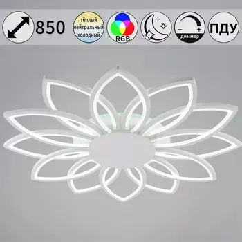 Потолочная люстра светодиодная с пультом и регулировкой яркости, ночным режимом и RGB Reluce 09877-0.3-12 WH (RGB)