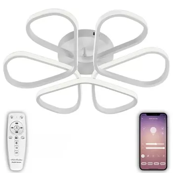 Потолочная люстра светодиодная с пультом и управлением смартфоном регулировкой цветовой температуры и яркости ночным режимом и таймером HIGH-TECH LED LAMPS 82026 (Natali Kovaltseva)