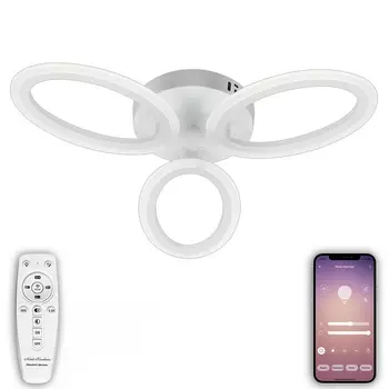 Потолочная люстра светодиодная с пультом и управлением смартфоном регулировкой цветовой температуры и яркости ночным режимом и таймером HIGH-TECH LED LAMPS 82032 (Natali Kovaltseva)