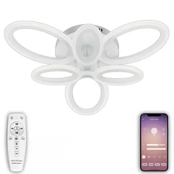 Потолочная люстра светодиодная с пультом и управлением смартфоном регулировкой цветовой температуры и яркости ночным режимом и таймером HIGH-TECH LED LAMPS 82033 (Natali Kovaltseva)