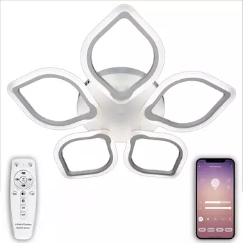 Потолочная люстра светодиодная с пультом и управлением смартфоном регулировкой цветовой температуры яркости ночным режимом таймером LAMPS 81200 Natali Kovaltseva Led