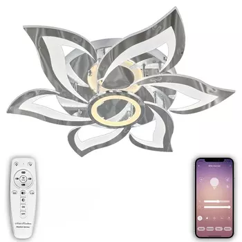 Потолочная люстра светодиодная с пультом и управлением смартфоном регулировкой цветовой температуры яркости ночным режимом таймером HIGH-TECH LAMPS 82021 Natali Kovaltseva Led