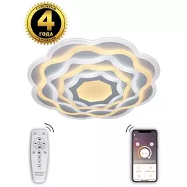 Потолочная люстра светодиодная с пультом и возможностью управления смартфоном, регулировка яркости и цветовой температуры, ночной режим и таймер 81039/5C (Natali Kovaltseva)