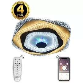 Потолочная люстра светодиодная с пультом и возможностью управления смартфоном, регулировка яркости и цветовой температуры, ночной режим и таймер, RGB 81040/5C (Natali Kovaltseva)