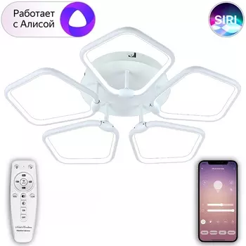 Потолочная люстра светодиодная с управлением пультом смартфоном и голосом регулировкой цветовой температуры и яркости ночным режимом и таймером LED LAMPS 81209 (Natali Kovaltseva)
