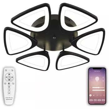 Потолочная люстра светодиодная с управлением смартфоном и пультом регулировкой цветовой температурой яркости ночным режимом таймером 83045 Natali Kovaltseva INNOVATION STYLE BLACK