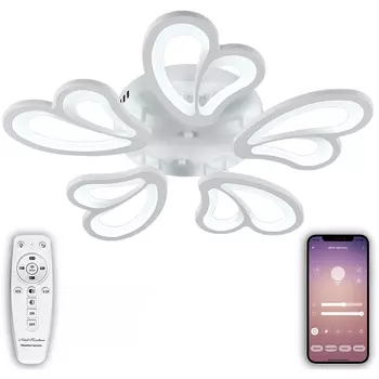 Потолочная люстра светодиодная с управлением смартфоном и пультом регулировкой цветовой температурой и яркости ночным режимом и таймером LED LAMPS 81219 (Natali Kovaltseva)