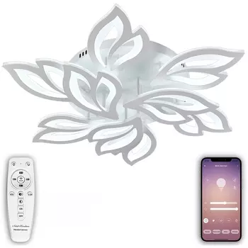 Потолочная люстра светодиодная с управлением смартфоном и пультом регулировкой цветовой температурой яркости ночным режимом таймером LAMPS 81226 Natali Kovaltseva LED