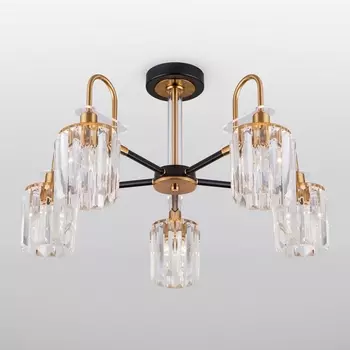 Потолочная люстра хрустальная 70090/5 Eurosvet Tenia черный (Умный дом, Алиса, WiFi, голосовое управление)