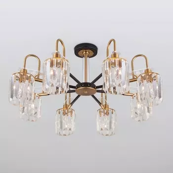 Потолочная люстра хрустальная 70090/8 Eurosvet Tenia черный (Умный дом, Алиса, WiFi, голосовое управление)