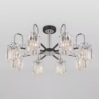 Потолочная люстра хрустальная 70090/8 Eurosvet Tenia графит (Умный дом, Алиса, WiFi, голосовое управление)