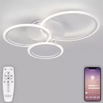 Потолочная светодиодная люстра Natali Kovaltseva Pure LED LAMPS 81175 с пультом ДУ, моб. приложением 100W, белый, LED