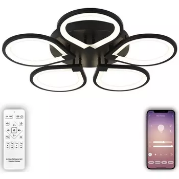 Потолочная светодиодная люстра с пультом и управлением смартфоном 120W 83042 Natali Kovaltseva Singl INNOVATION STYLE BLACK