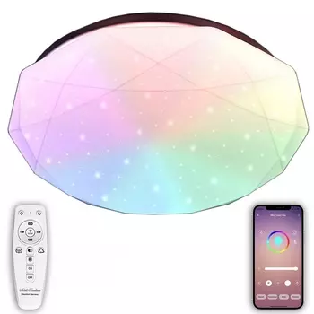 Потолочный светильник RGB светодиодный с пультом и управлением смартфоном регулировкой цветовой температуры яркости ночным режимом таймером LAMPS 81100 Natali Kovaltseva Led (Умный дом)