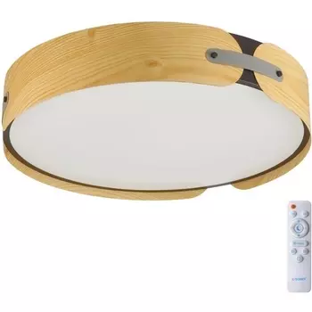 Потолочный светильник Sonex Coraggio 7721/65L металл/пластик/белый/черный/дерево LED 65Вт 3000-6000K D450 IP20 пульт ДУ