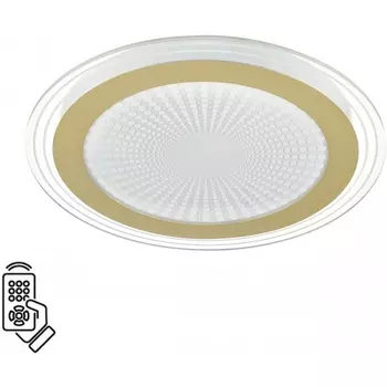 Потолочный светильник Sonex Promise 7738/80L металл/акрил/белый/золотой/прозрачный LED 80Вт 3000-6000К D480 пульт ДУ