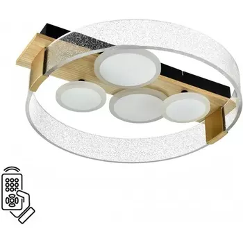 Потолочный светильник Sonex Spots 7742/40L металл/акрил/МДФ/белый/под дерево/прозрачный/черный LED 40Вт 3000-6000К 470x420 пульт ДУ