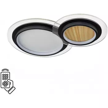 Потолочный светильник Sonex Sunny 7733/80L металл/акрил/белый/под дерево/прозрачный/черный LED 80Вт 3000-6000К 600x380 пульт ДУ