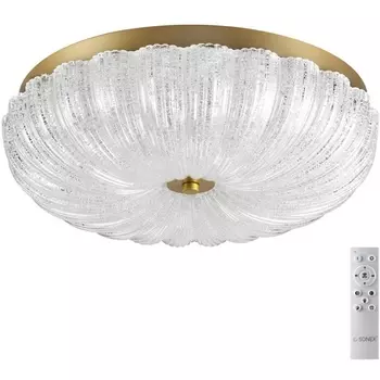 Потолочный светильник Sonex Tesoro 7719/48L металл/стекло/прозрачный/золотой LED 48Вт 3000-6500K D400 IP20 пульт ДУ