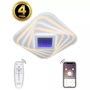 Потолочный светильник светодиодный с пультом и управлением смартфоном регулировка цветовой температуры и яркости, ночной режим, таймер 81033/3C RGB (Natali Kovaltseva)