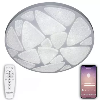 Потолочный светильник светодиодный с пультом и управлением смартфоном с регулировкой цветовой температуры и яркости ночным режимом и таймером LED LAMPS 81103 (Natali Kovaltseva)