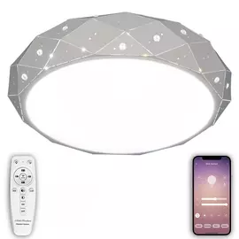 Потолочный светильник светодиодный с пультом и управлением смартфоном с регулировкой цветовой температуры и яркости ночным режимом и таймером LED LAMPS 81205 (Natali Kovaltseva)