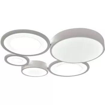 Потолочный светодиодный светильник (ночной режим, таймер) Escada Streamline 10286/5LED 53Вт, с ПДУ, металл/акрил, белый