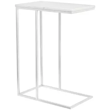 Придиванный столик 50x30см, белый мрамор с белыми ножками Bradex Home Loft RF 0359