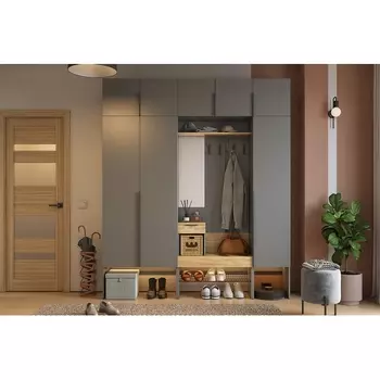 Прихожая "Баско К7" Mebelson (ЛДСП/Графит,Дуб крафт золотой) арт.ПК07Баско.3319