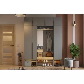 Прихожая "Баско К9" Mebelson (ЛДСП/Графит,Дуб крафт золотой) арт.ПК09Баско.3319