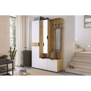 Прихожая "Бери К2" (1200х350х1826), цвет дуб крафт золотой/белое дерево Mebelson (арт.ПК02Бери.2563)