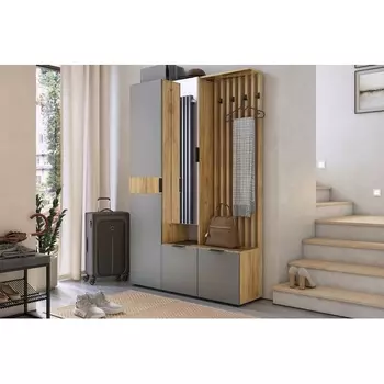 Прихожая "Бери К2" (1200х350х1826), цвет дуб крафт золотой/графит Mebelson (арт.ПК02Бери.2564)