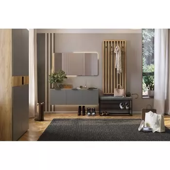 Прихожая "Бери К6" (2000х350х1900), цвет дуб крафт золотой/графит Mebelson (арт.ПК06Бери.2564)