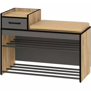 Прихожая Ивару Ольга-лофт 5 Тумба, Экокожа, Дуб крафт золотой/Темно-серый