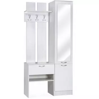 Прихожая Woodville Иннэс-3 бетон светлый / белый глянец