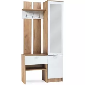 Прихожая Woodville Иннэс-3 дуб крафт золотой / белый глянец