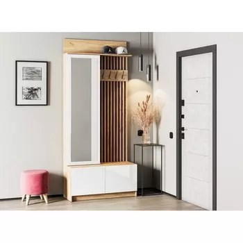 Прихожая Woodville Молд 1000 дуб крафт золотой / глянец белый