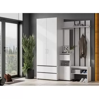 Прихожая Woodville Валенсия комплектация 1 белый текстурный